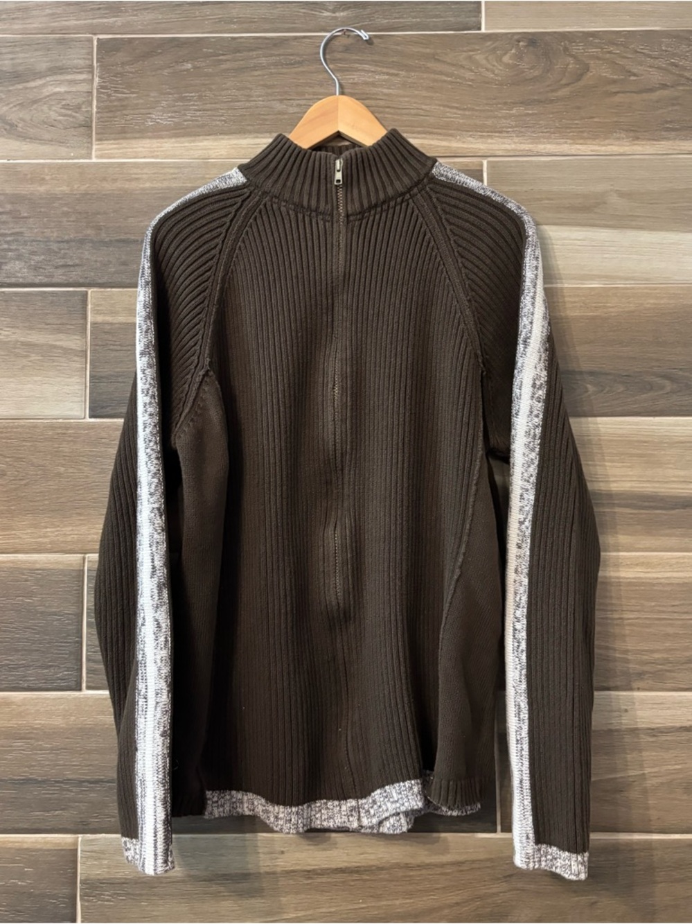 Vintage Y2K Brown Knit Full Zip Sweater 725 Originals 2000s Zellers Size XL Slim